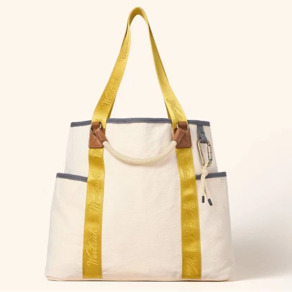 Woolrich x Target Large Canvas Tote Bag Yellow Branded Webbing Carabiner